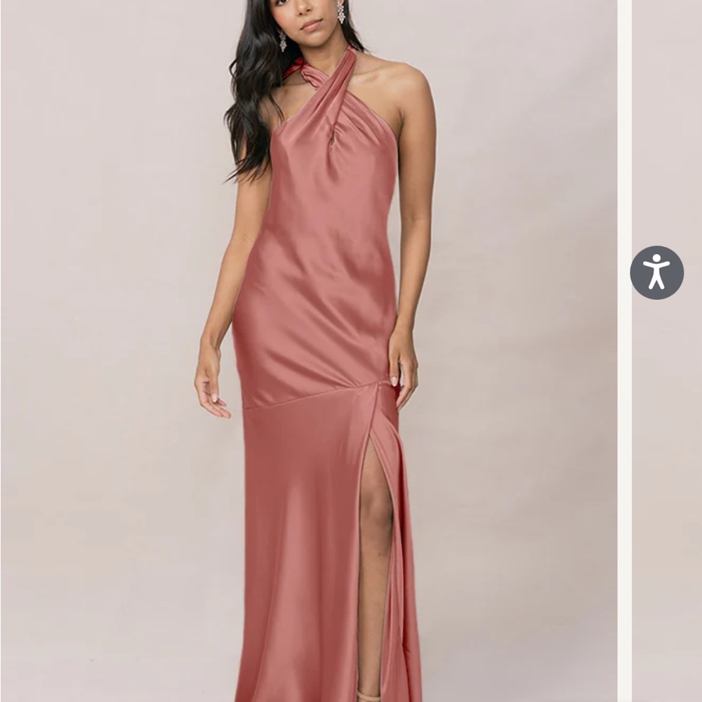 Revelry Satin Athena Dress in Desert Rose